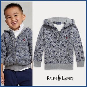 Ralph Lauren Boys Polo Bear Fleece Full-Zip Hoodie 7 boys grey sweatshirt zip up